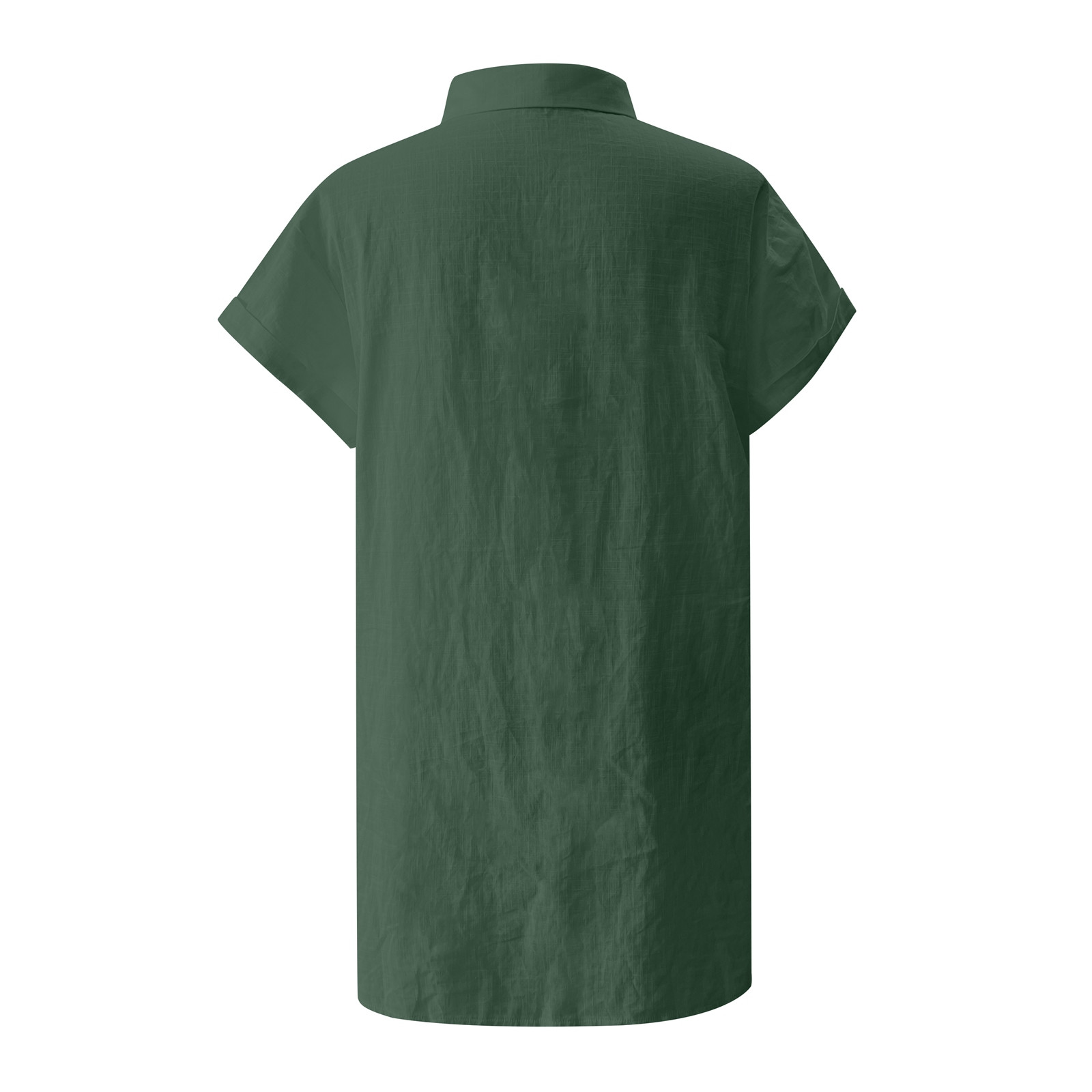 thumbnail image 4 of Vestido camisero de manga corta con botones para mujer: túnica informal de color liso, tejido suave y transpirable, versátil para tres estaciones., 4 of 5